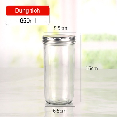 Hũ thuỷ tinh trơn nắp nhôm JD 650ml