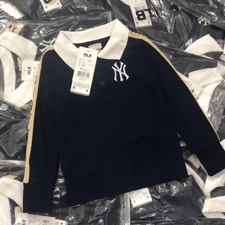 Áo polo dài tay bé trai - Áo polo MLB sọc tay cho bé trai size 90-150
