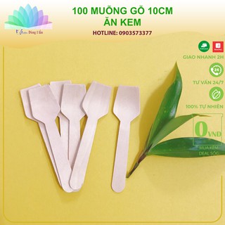 [HCM]100 Thìa kem gỗ muôi gỗ dùng một lần kiểu Nhật giá rẻ sạch sẽ - E Green Dùng 1 Lần