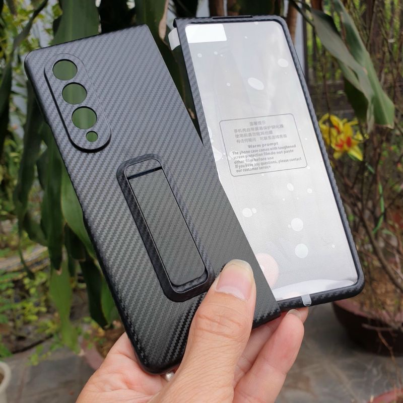 Ốp lưng 2 mặt sợi cacbon Samsung Galaxy Z Fold 3 kèm giá đỡ