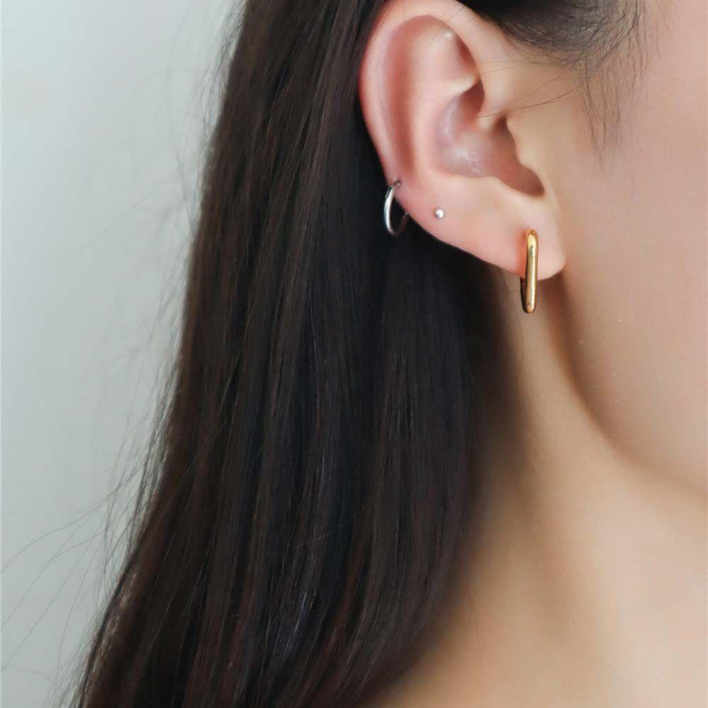 Bông Tai Dạng Vòng Hình Tam Giác Bằng Thép Không Gỉ Thời Trang Cho Nữ