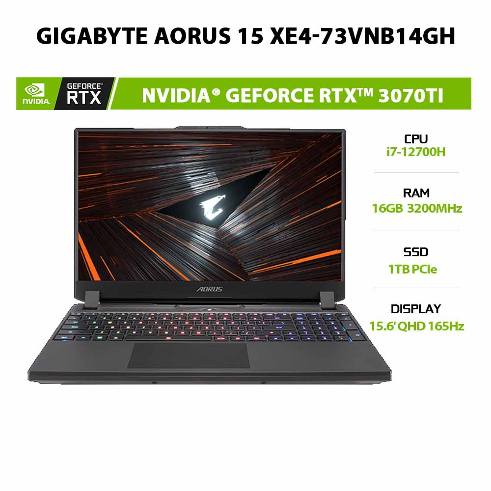 Laptop Gigabyte AORUS 15 XE4-73VNB14GH i7-12700H16G1TBRTX 3070Ti 8G156' QHD