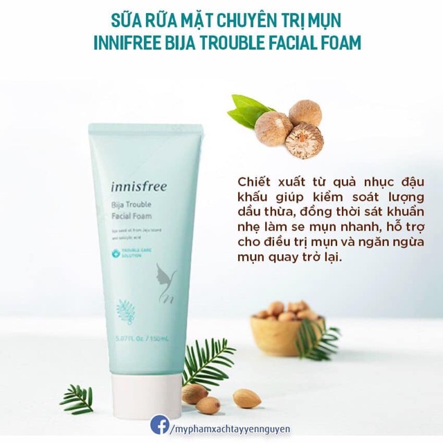 Sữa rửa mặt Innisfree Bija Trouble Facial Foam 150ml