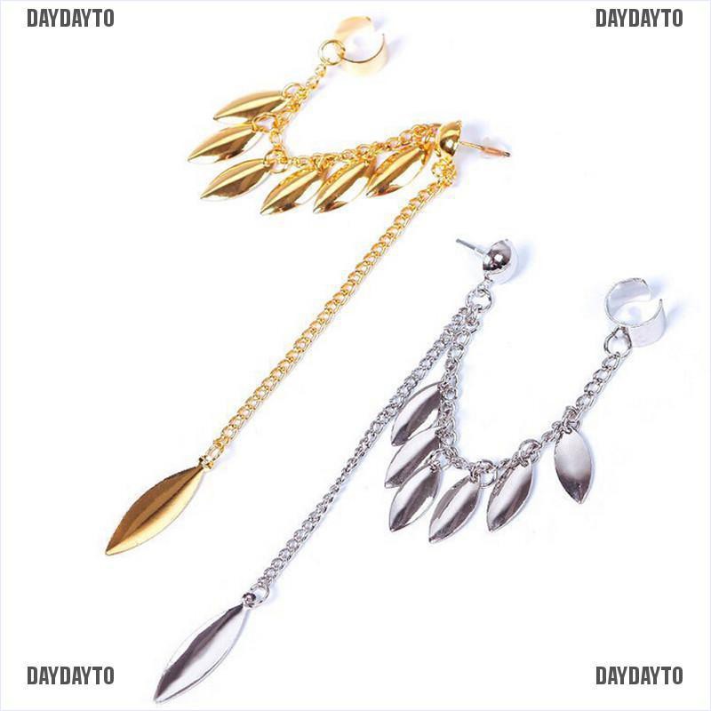 1 Bông Tai Đeo Vành Tai Hình Chiếc Lá Tua Rua Phong Cách Gothic Punk Thời Trang Cho Nữ