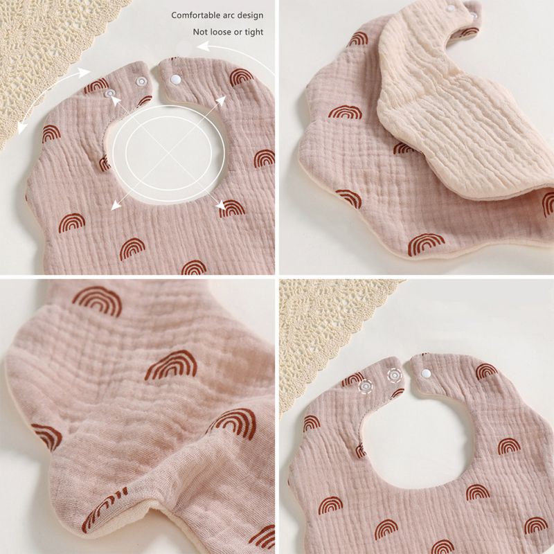 Yếm Ăn Cotton 6 Lớp Xoay 360 Độ Hình Cánh Hoa Xinh Xắn Cho Bé