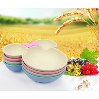 Khay ăn dặm Mickey lúa mạch kèm thìa dĩa cho bé