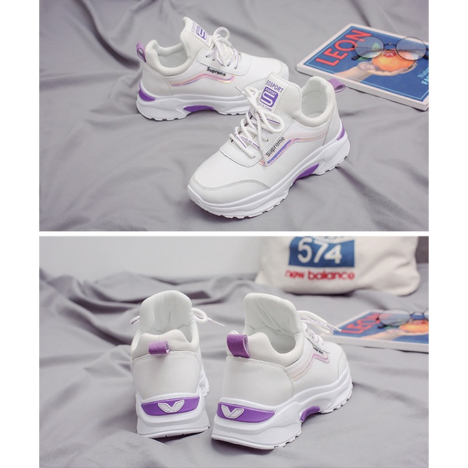 Giày Da Nữ, Giày Sneaker Da Nữ G50 Màu Trắng Đẹp Đế Cao Phong Cách Hàn Quốc Đi Học Đi Chơi A1