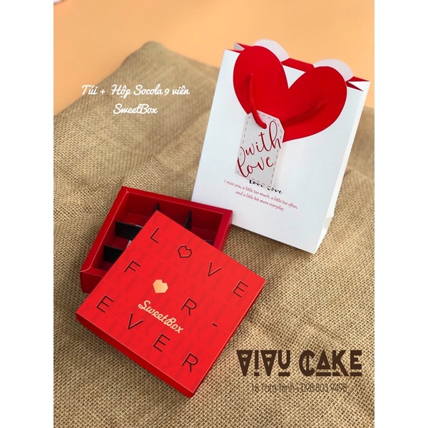 Hộp socola sweetbox đỏ 9 viên 12 viên 16 viên 24 viên