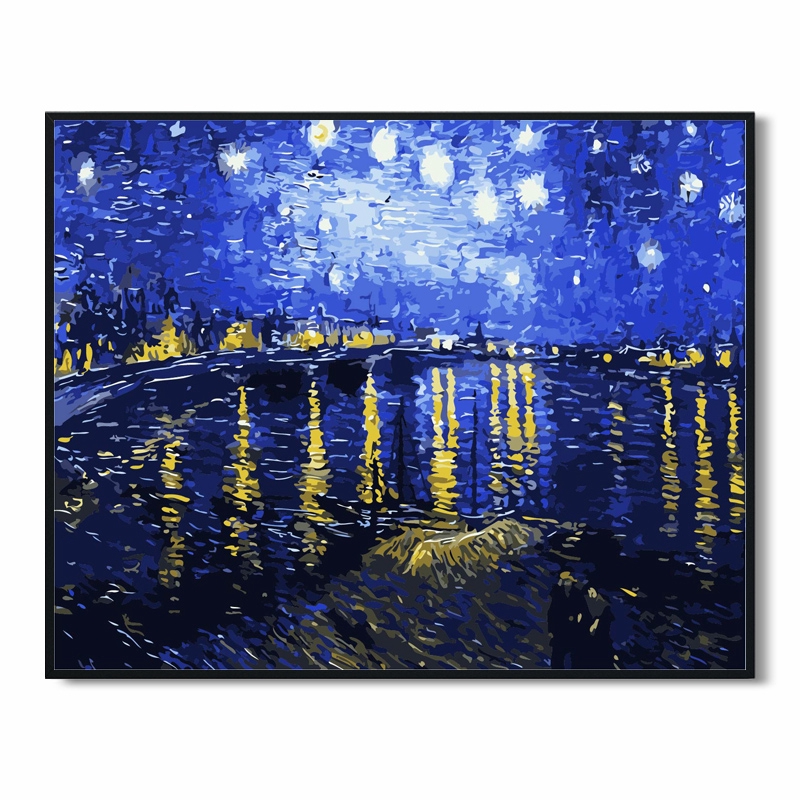 Entry-level diy digital oil painting Van Gogh series oil painting hand-painted decorative painting living room landscape flowers