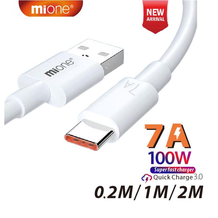 Cáp sạc nhanh Mione 7A 100W 66W USB sang type C cho Android 1M 2M