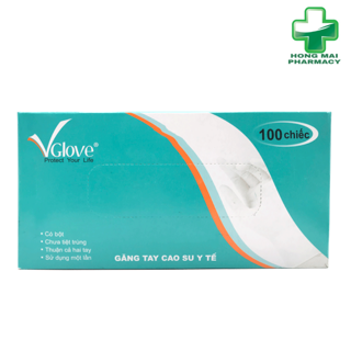 Găng tay cao su y tế VGLOVE (Hộp 100 chiếc) [CHÍNH HÃNG HIỆU THUỐC]