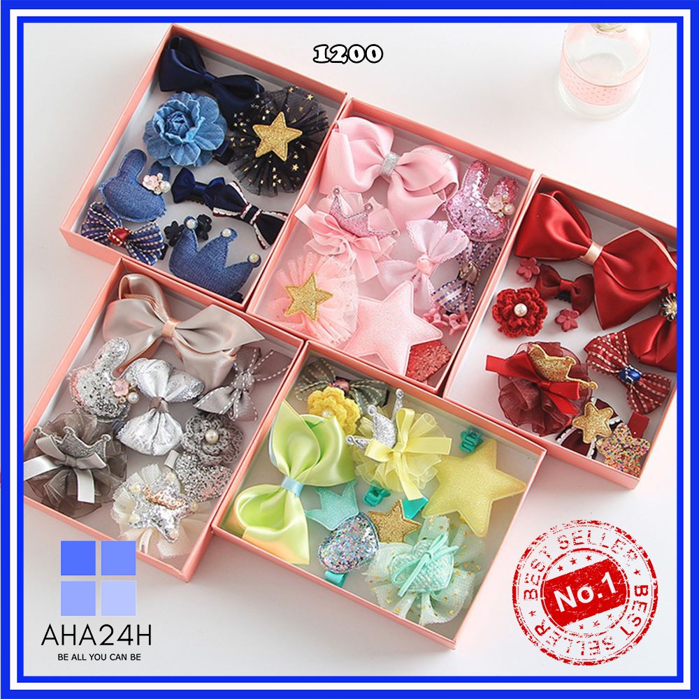 HỘP KẸP TÓC CÔNG CHÚA NHIỀU CMÀU CUTE AH1200