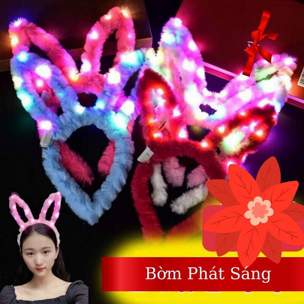 Bờm Tai Thỏ Phát Sáng Đáng Yêu Cho Bé Nhiều Màu