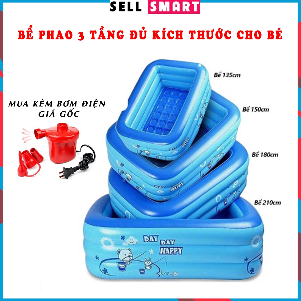 Bể Bơi Phao Cho Bé 3 Tầng, 2M6 ,2M1 1M8, 1M6, 1M5, 1M3, Hàng Loại 1 , Có Đáy Chống Trượt 2 Lớp, An toàn sử dụng