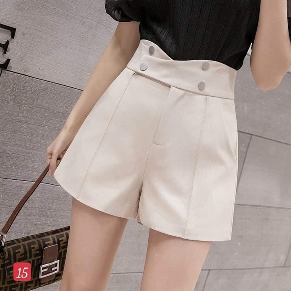 💃Quần Short Nữ 4 Khuy Cạp Cao Chất Tuyết Mưa Lưng Thun Co Dãn Nhiều Màu