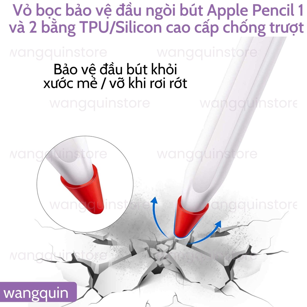 Bộ bọc ngòi Pencil 1 Pencil 2 Vỏ bảo vệ đầu ngòi bút cao cấp đủ màu bằng TPU silicone cao cấp chống trượt siêu mượt