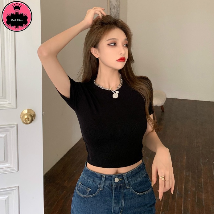Áo Croptop Ôm Tay Ngắn Big Size 40-70Kg Chất Thun Cotton Freesize "TN"