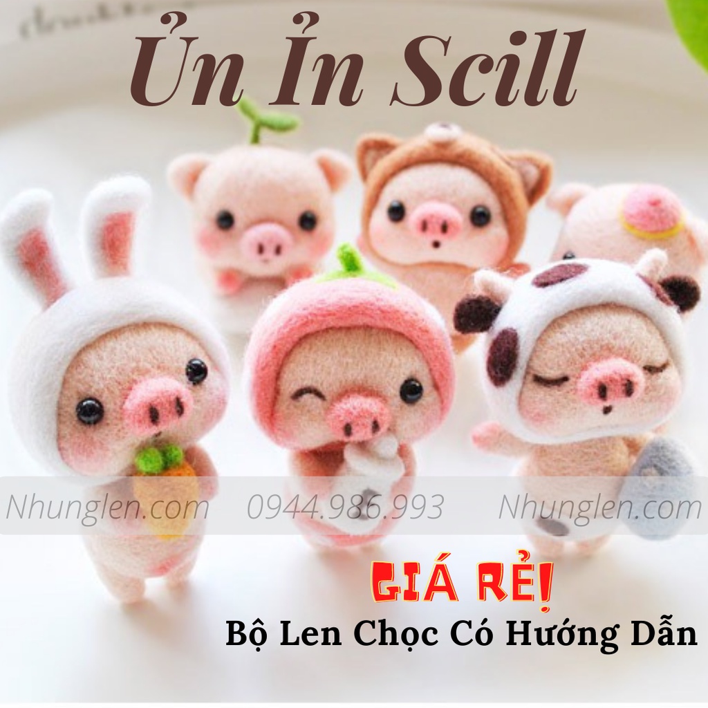 KIT LEN CHỌC ỦN ỈN SCILL - Needle Felting Pig - Handmade, Quà Tặng, DIYS