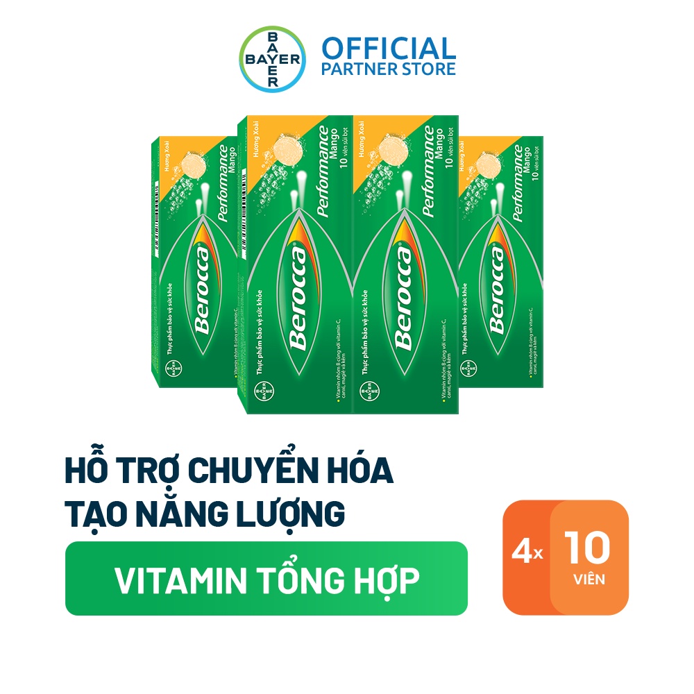 Bộ 4 viên sủi bổ sung vitamin berocca performance mango 10 viên tuýp - ảnh sản phẩm 3