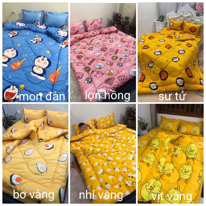 Trọn bộ 5 món ga gối chăn phao poly cotton nhiều mẫu 2019 ( gạt trái xem mẫu)