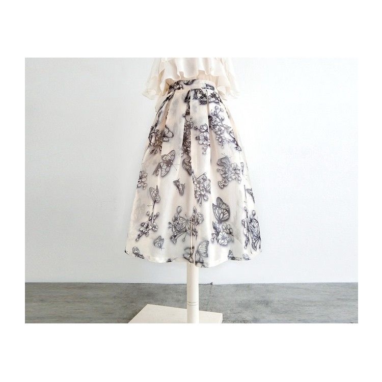 Chân Váy Dài Lưng Cao Dáng Ôm In Họa Tiết Hoa Phong Cách Mori Thời Trang Cho Nữ