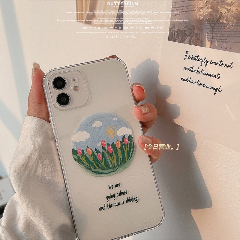 (SIÊU RẺ) Ốp lưng iphone trong hình tròn hoa tuylip shining 7plus/8/8plus/x/xr/xs/11/12/13/pro/max/plus/promax