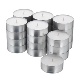 Bộ 24 chiếc nến trắng không mùi GLIMMA IKEA - Unscented candle in metal cup