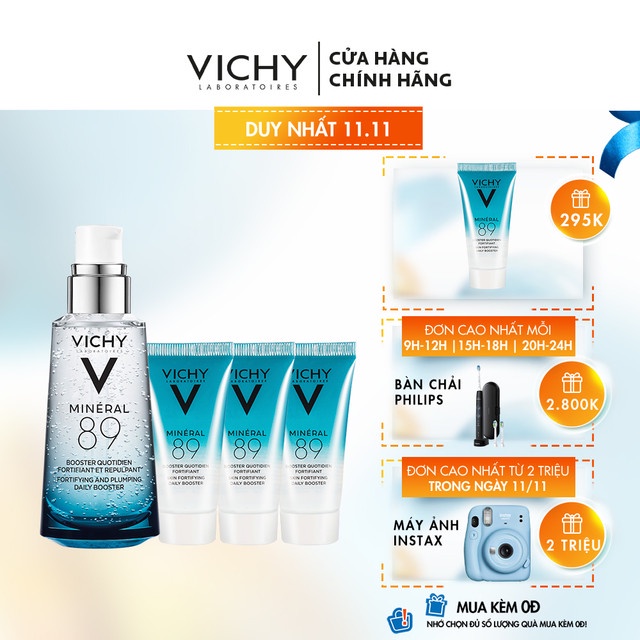 [Mã FMCGMALL -8% đơn 250K] Bộ dưỡng chất (Serum) khoáng núi lửa cô đặc Vichy Mineral 89 giúp da sáng mịn và căng mượt