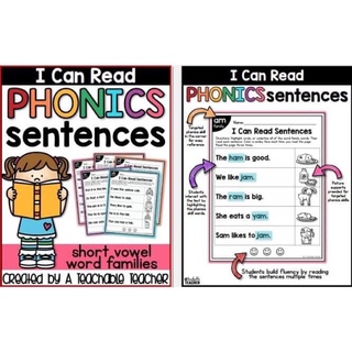 Bộ I can read Phonic sentences - in gộp 4 cuốn ngữ âm - 116 trang đen trắng bìa màu