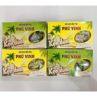 KẸO DỪA PHÚ VINH NGUYÊN CHẤT - LÁ DỨA - SẦU RIÊNG 250G