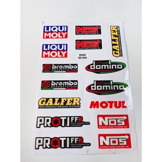 Bộ tem nổi tổng hợp 15 logo liqui, nos, motul....tem cao cấp chống thấm nước, không bay màu