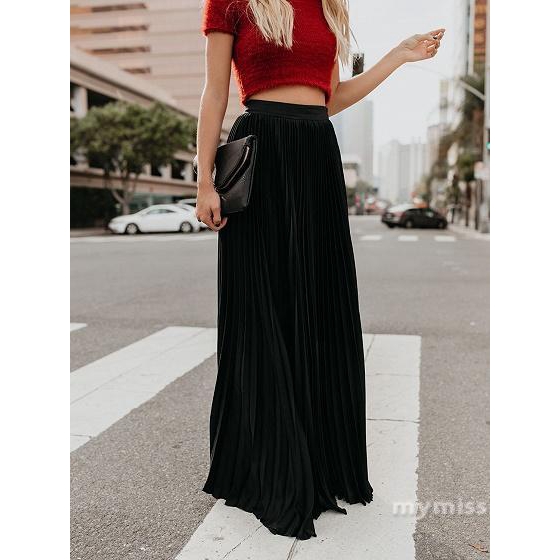 Chân váy xếp ly dài phong cách boho thời trang xinh xắn cho nữ