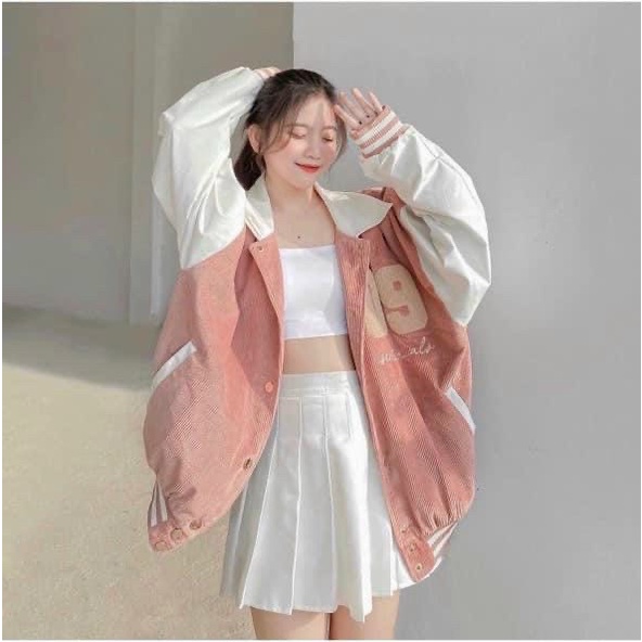 Áo khoác bomber Unisex chống nắng chất nhung tăm,form rộng 2 lớp đẹp cho nữ,nam M09