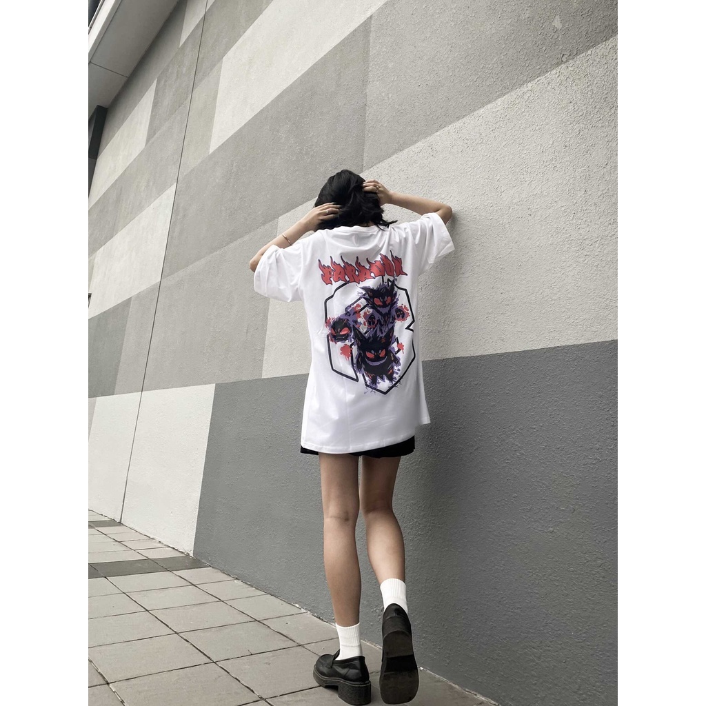 Áo thun form rộng Paradox tay lỡ - Unisex - In hình - SPOOKY SPIRITS - Màu trắng đen