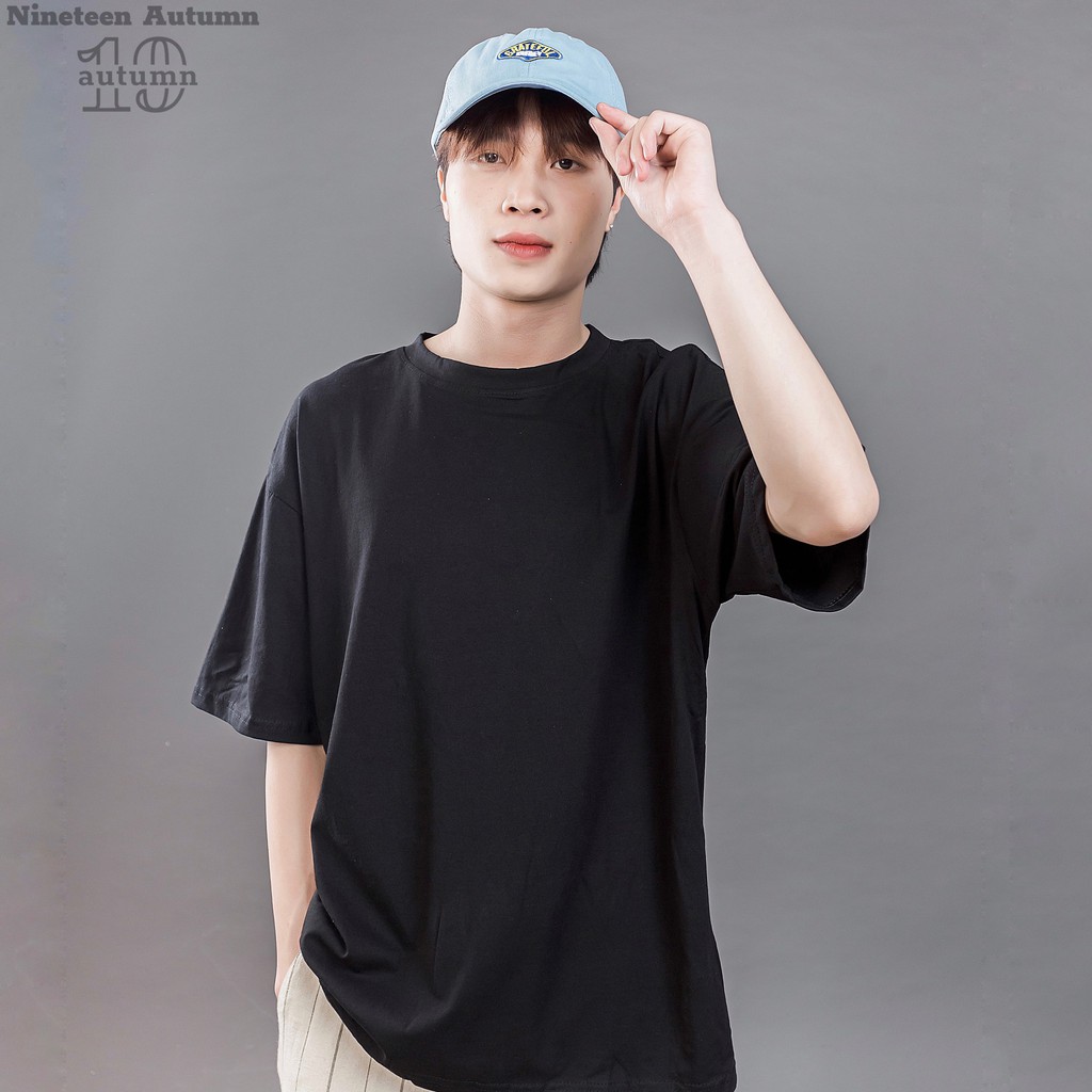 Áo thun Unisex Nineteen Bassic tee phông trơn nam nữ tay lỡ oversize form rộng