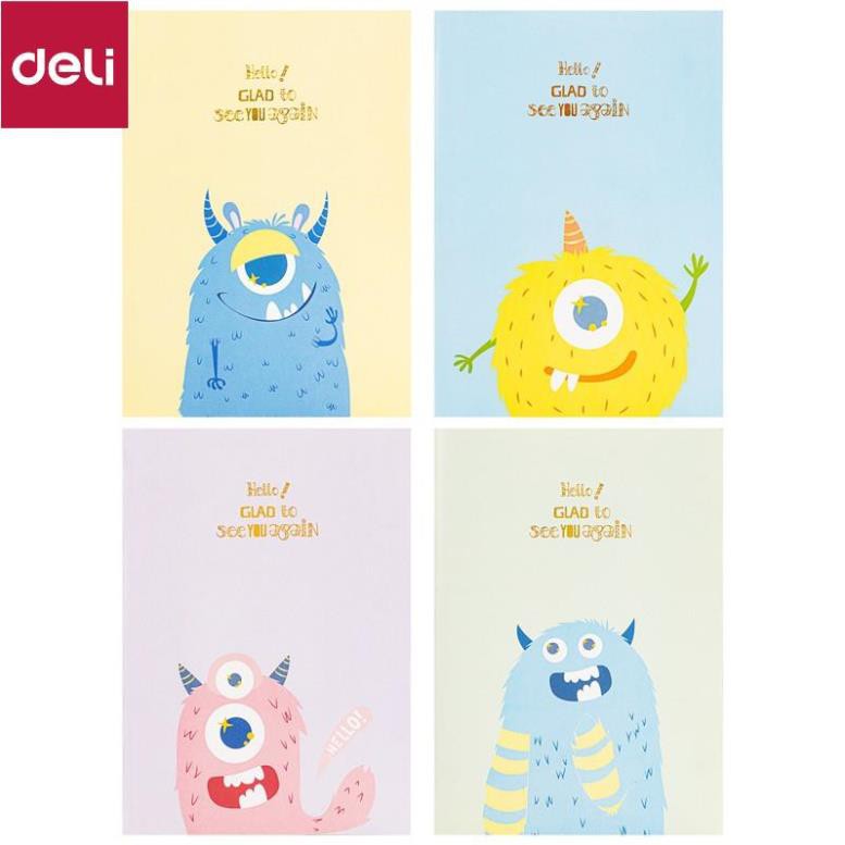Sổ ghi chép khâu gáy nhiều hình Monster 60 trang 70g Deli - 1 quyển - Size A5 nhiều màu sắc FA560-N03 [Deli]