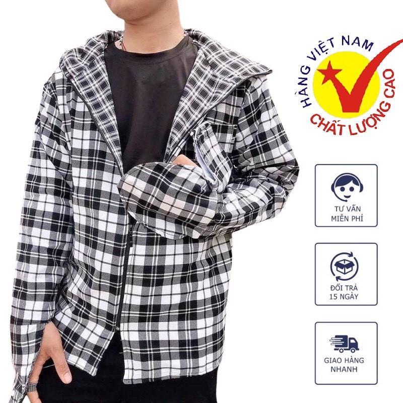 Áo Chống Nắng Nam Vải Kaki 2 Lớp - Kẻ Ô Vuông Trẻ Trung - Cực Mát - Chống tia UV Gây Hại Cho Da - Chất Liệu Dày Dặn