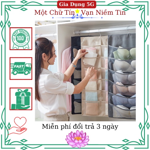 Túi đựng đồ lót có móc treo - túi vải đựng đồ 2 mặt 30 ô