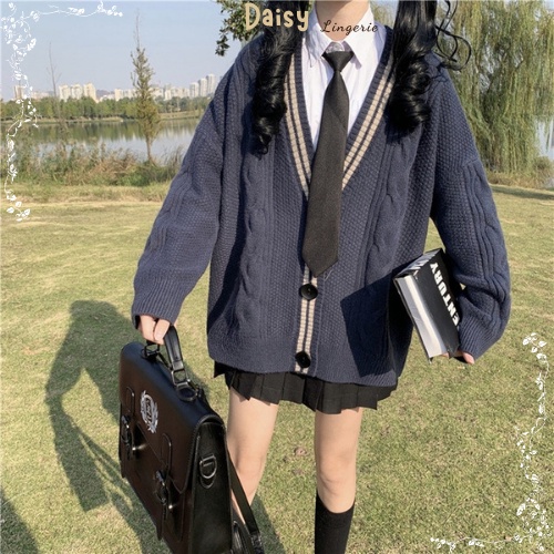 [ SP Tốt, Hỏa Tốc] Áo Khoác Cardigan Len Học Sinh Áo Len Dáng Dài Form Rộng Phong Cách Hàn Quốc - Mã AOL001