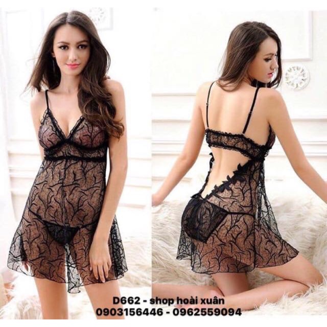 Đầm ngủ nữ thun ren sexy quyến rũ hàng xuất khẩu cao cấp - D662 - (2 màu) - Đồ ngủ nữ