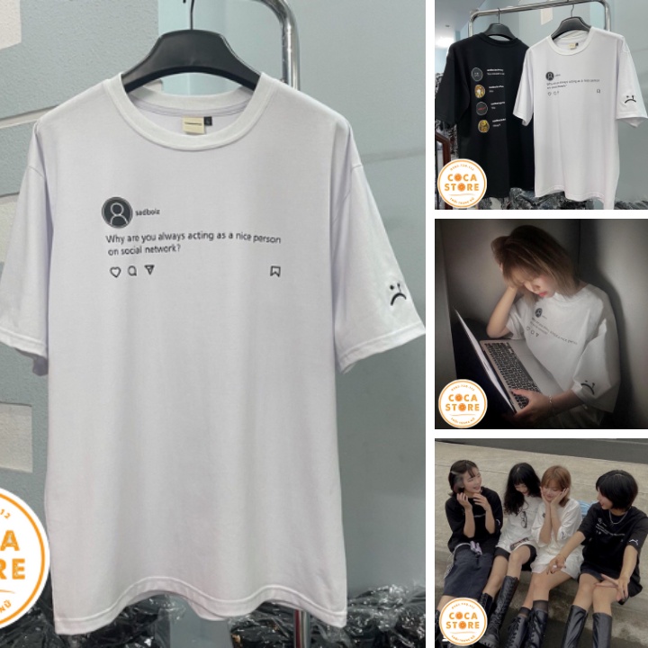 Áo thun tay lỡ unisex sad.boiz SADTAGRAM TEE - Áo phông nữ form rộng cho cặp đôi vải dày dặn, thoáng mát
