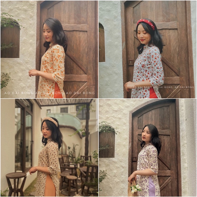 Set cách tân nữ hoa nhí phong vintage đẹp, chất liệu nhung tăm, quần lụa dành cho Tết 2022