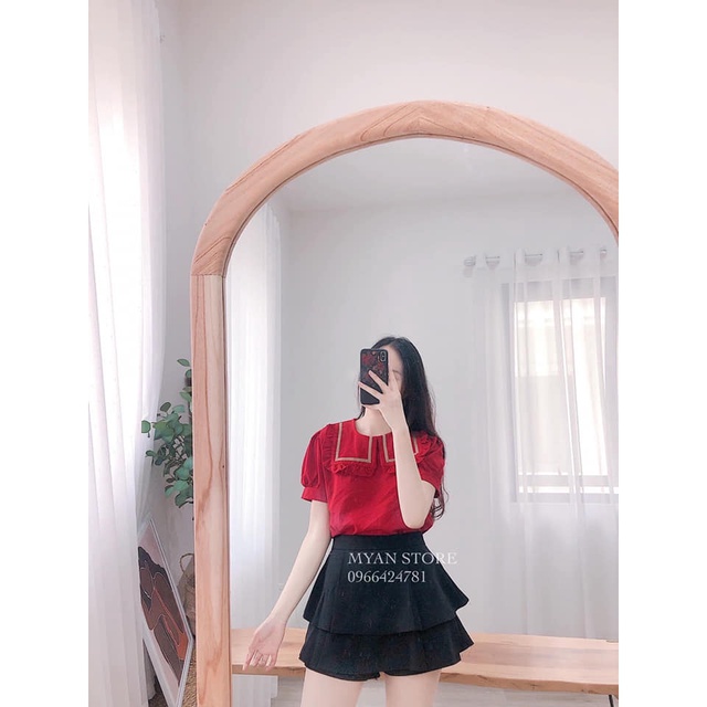 Áo Kiểu Nữ ❤️ [ FREESHIP ] Áo Thủy Thủ Cổ Bèo Chất Đũi Xước QC , Ảnh Thật Shop Chụp ❤️