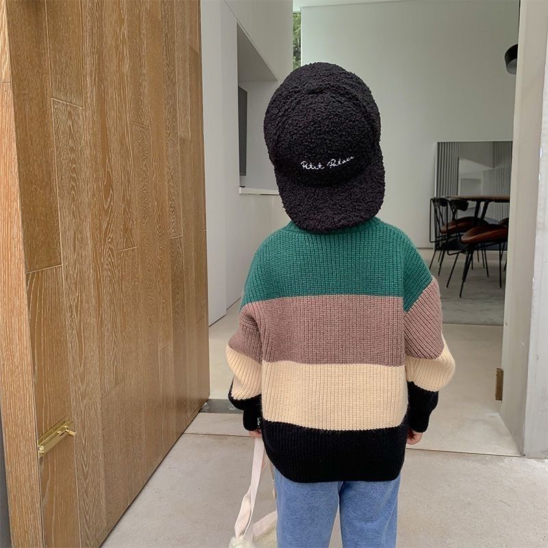 Áo Sweater Dệt Kim Chui Đầu Cổ Tròn Dày Dặn Phong Cách Hàn Quốc Thời Trang Thu Đông Mới Cho Bé Trai