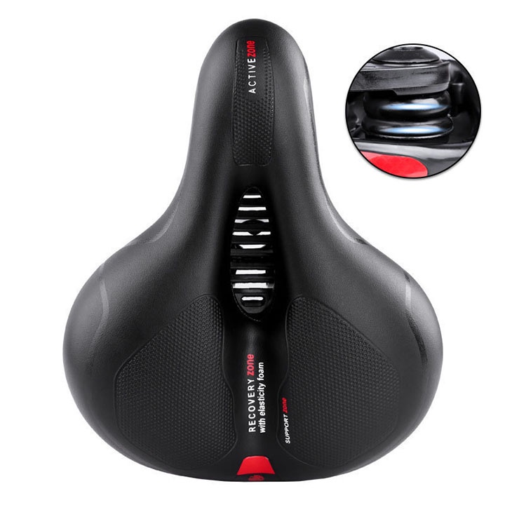 [ HCM ] Yên Xe Đạp Active Đen Đỏ, Yên Xe Thể Thao Siêu Êm Siêu Mềm, Có Rãnh Thoáng Khí BR03