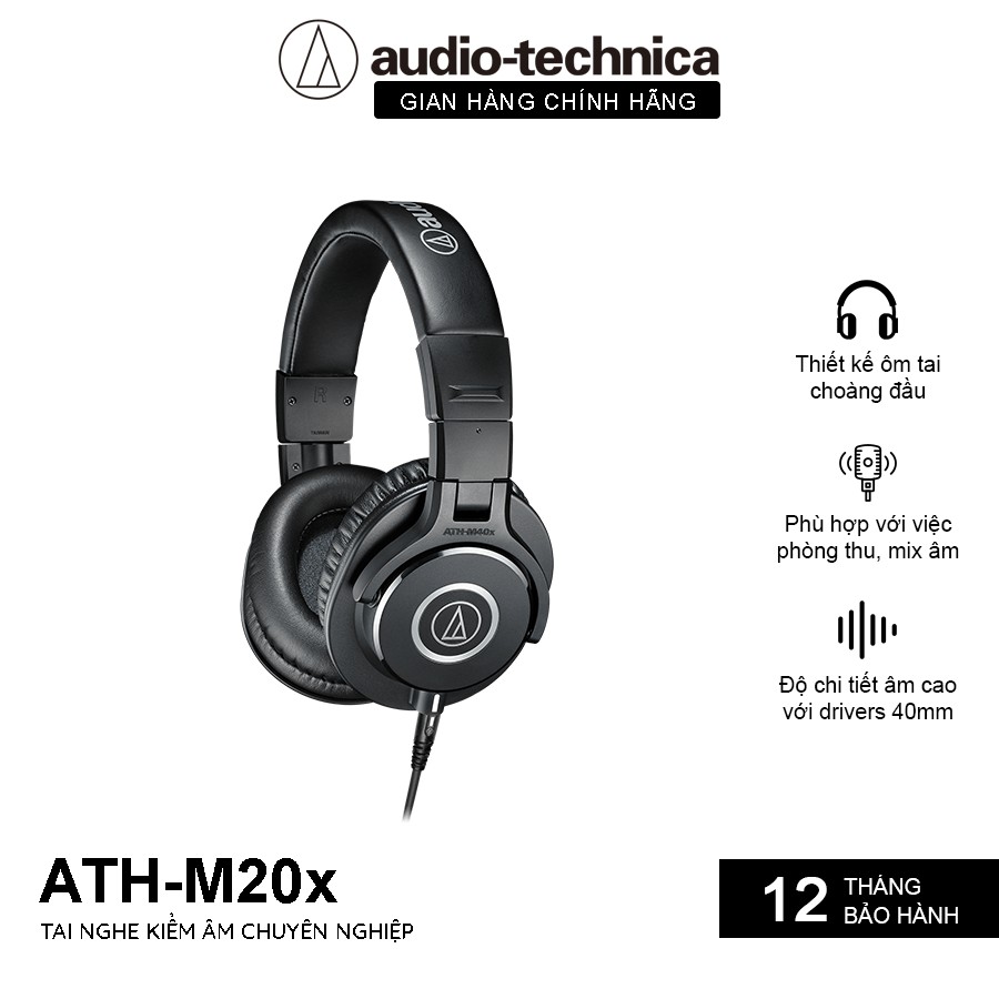 Tai Nghe Chụp Tai Audio Technica ATH-M20x Professional Hifi - Hàng Chính Hãng