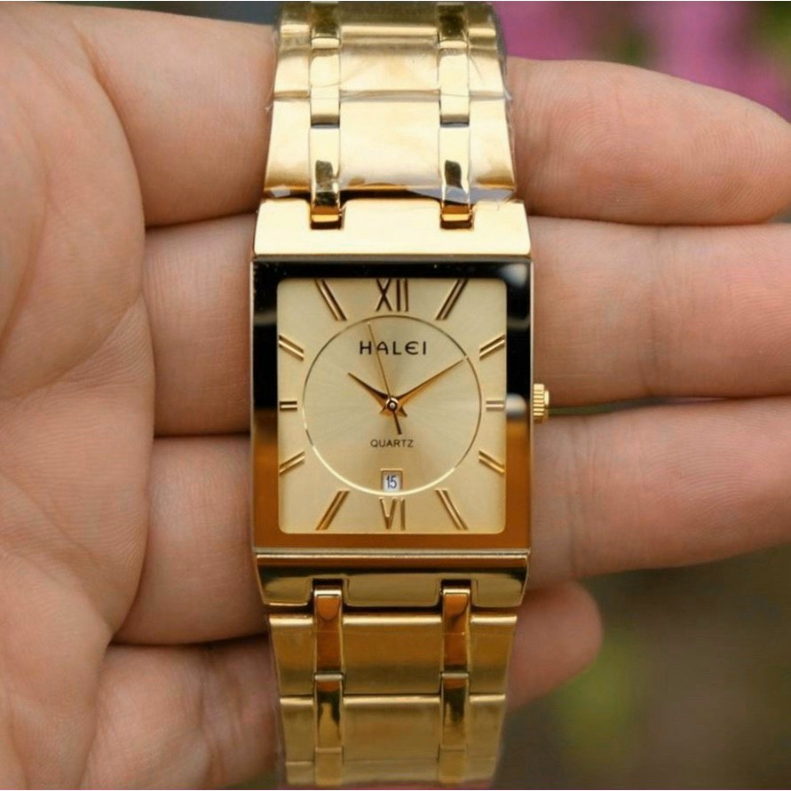 Đồng hồ đeo tay nam, đồng hồ chính hãng HALEI mặt chữ nhật, nam tính, phong cách doanh nhân, không thấm nước