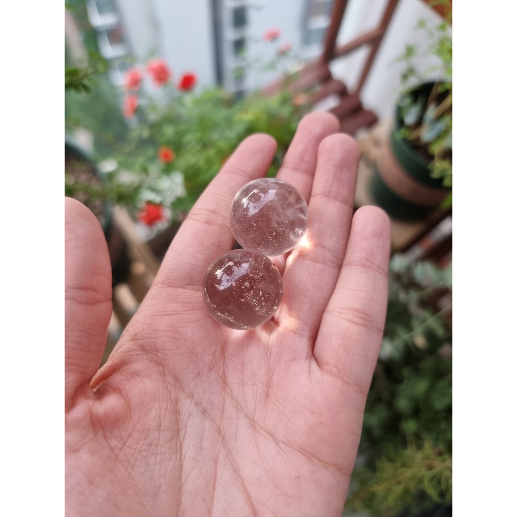 Cầu đá Trắng mini (Clear Quartz) làm Grid, thanh tẩy trong Tarot, Reiki, thiền định, phong thủy