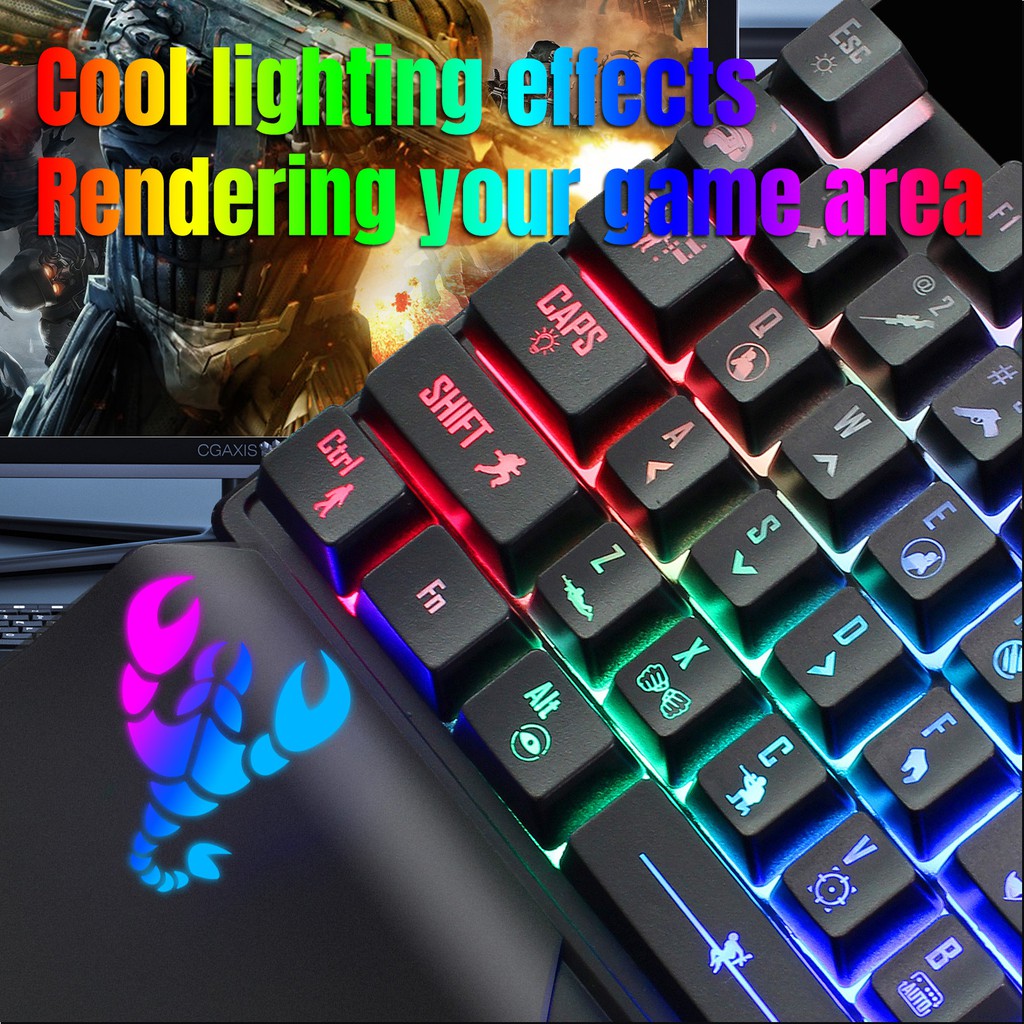 Bàn Phím Gaming Hel + Hxsj V400 Một Tay Có Dây + Đèn Nền 35 Phím