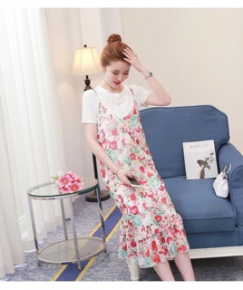 SET ĐẦM 2 DÂY ĐUÔI CÁ+ ÁO THUN
